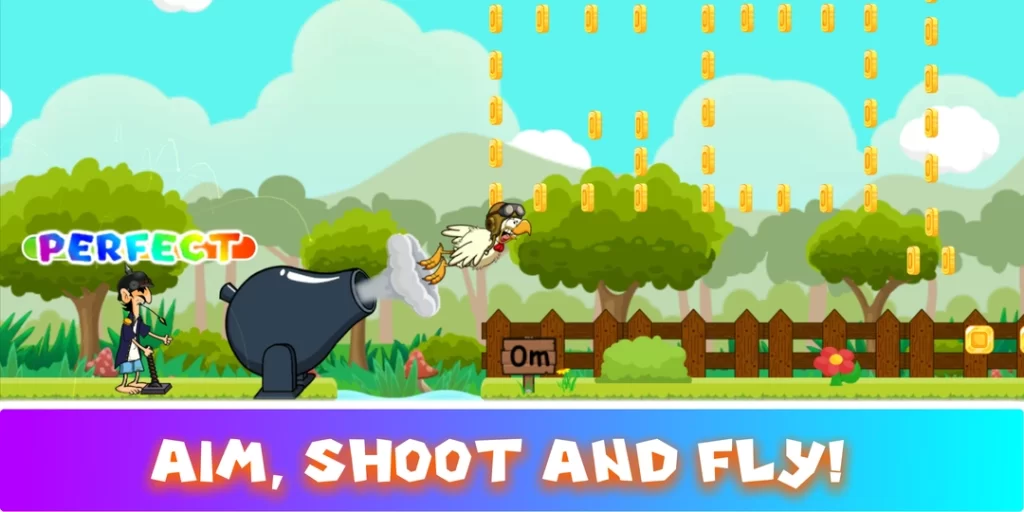 Launch your chicken with perfect power in Chicken Cannon mobile game – aim, shoot and fly toward victory!